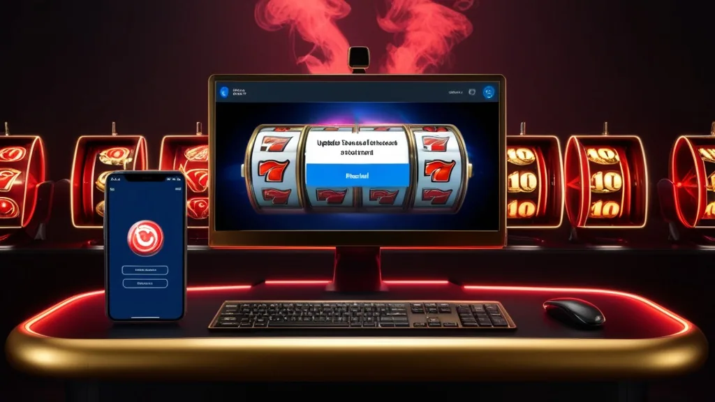 Phone showing an update error in a dark casino-themed troubleshooting scene