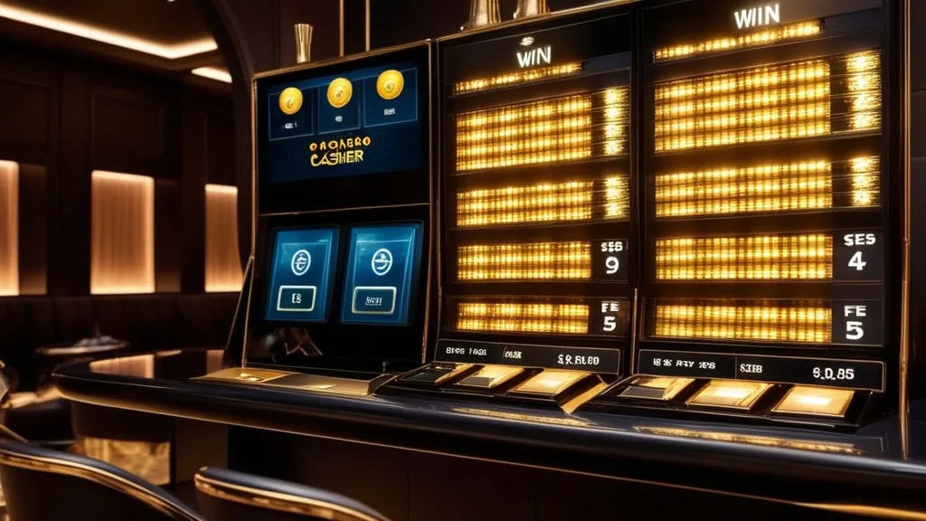 Cashier display showing payout limits, fees, and available methods
