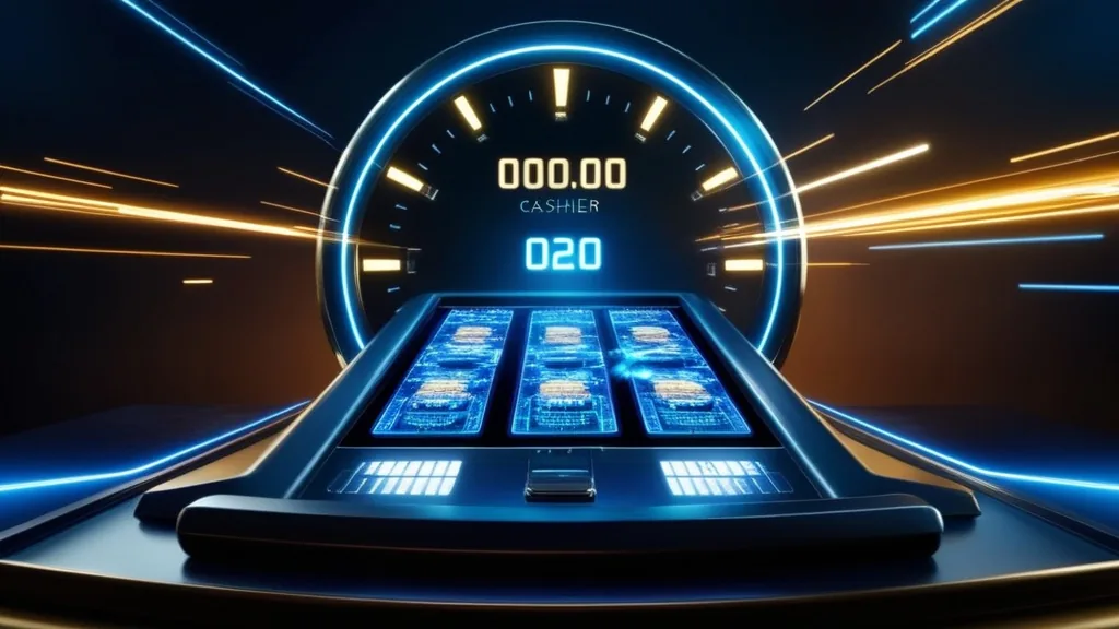 Countdown-style payout screen showing faster and slower withdrawal routes